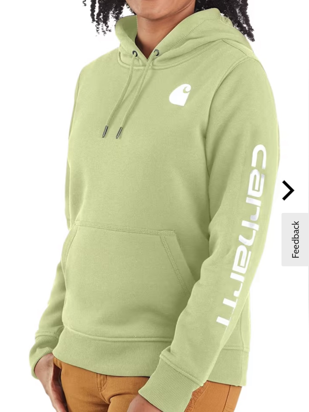 Carhartt Women's Hoodie in Spring Green with White Logo